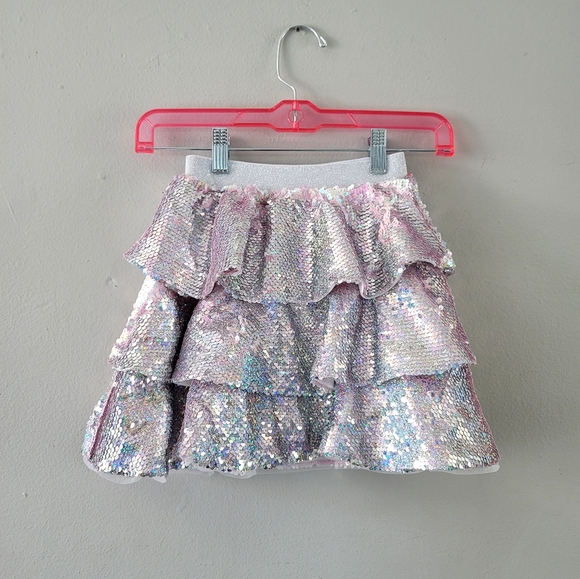 Lola and the boys 3 layer shimmering silver sequin skirt. Size 4T. New with tags - Picture 3 of 10